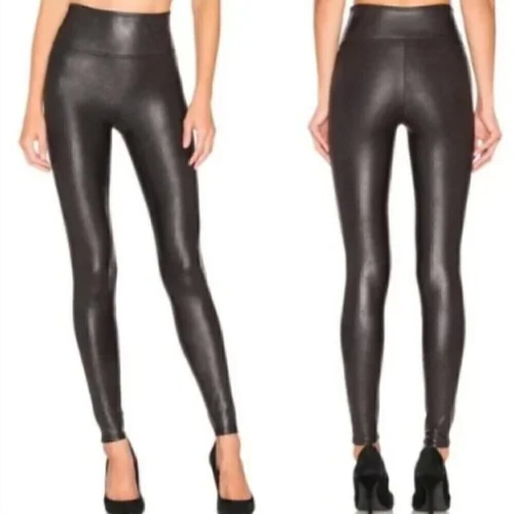 Spanx Faux Leather Black High Waist Leggings size Medium
